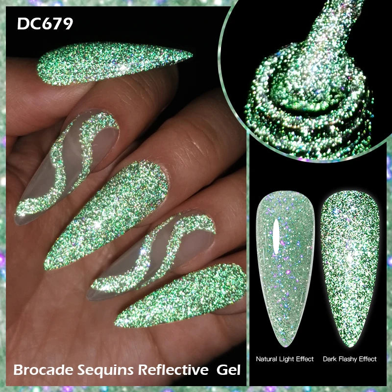 Mtssii 7ML Colorful Reflective Gel Nail Polish Glitter Sparkling Flash Glitter Gel Polish Semi Permanent Varnish Soak Off Nails