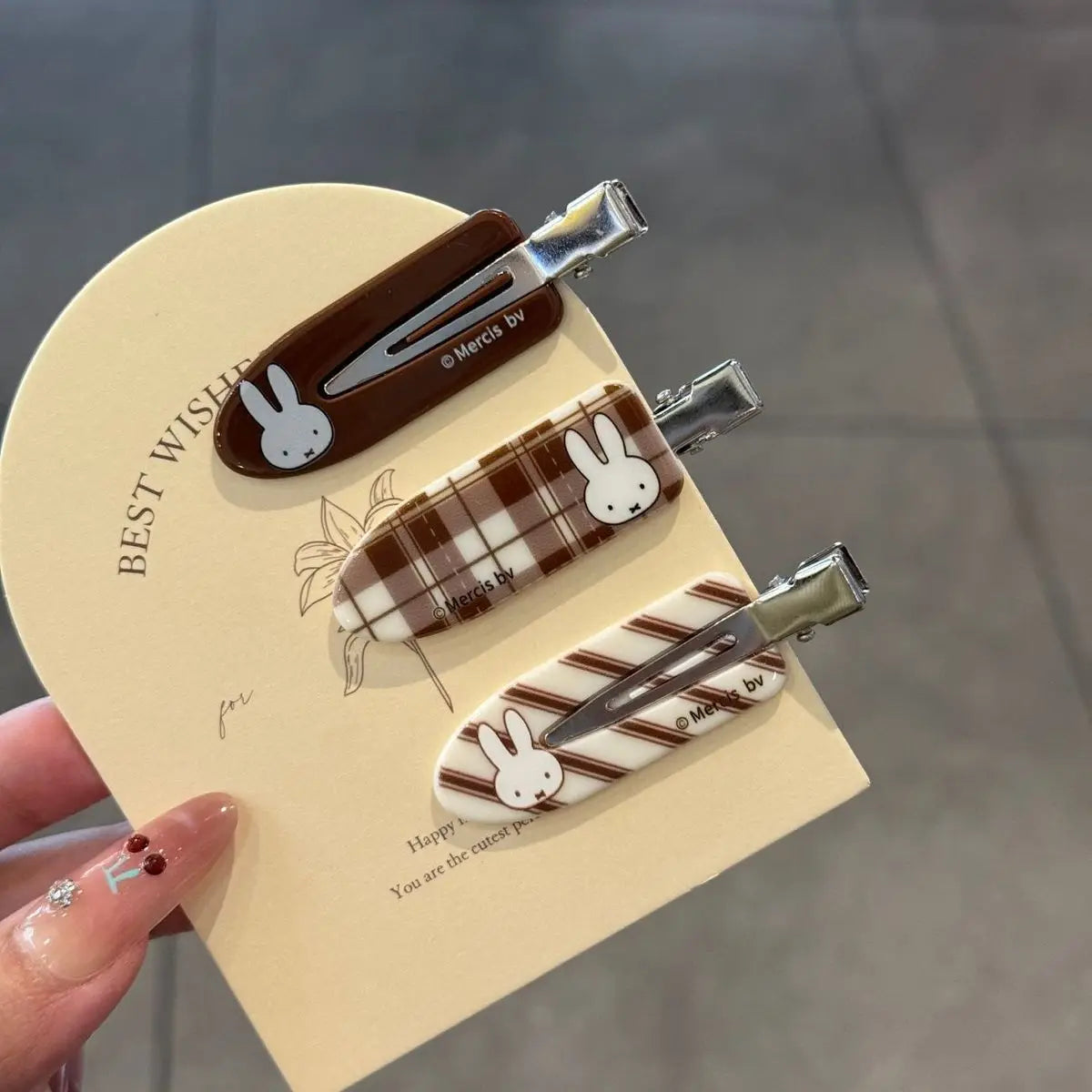 Kawaii Miffy Rabbit Hair Clip – Checkered Bangs Clip