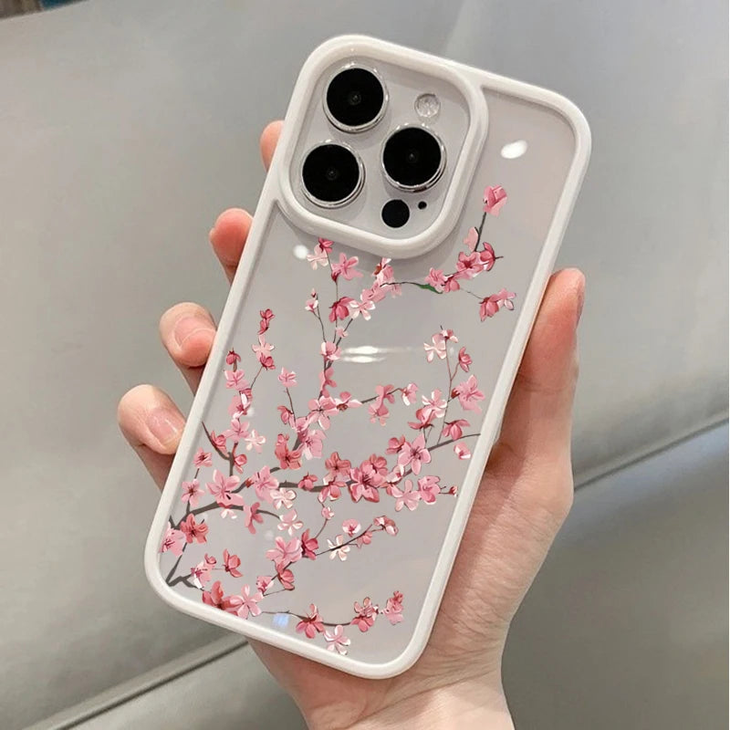 Cherry Blossom Floral Phone Case for iPhone 17 16 Pro Max 15 Pro 14 Plus 13 12 11 16E X XR XS 7 8 Plus SE 2022 Shockproof Cover