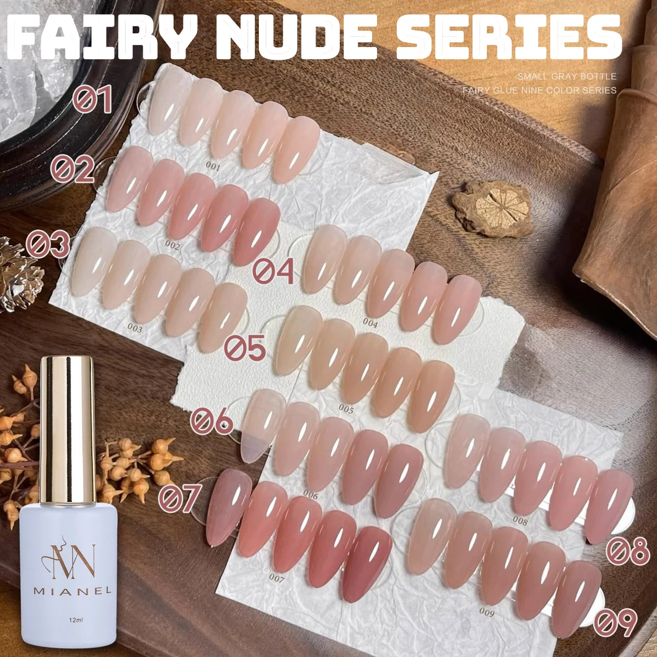 MIANEL Colorful Rock Slice Gel Nail Polish Milky Yellow-White Glittery Cream White Nails Milk Huhu Dopamine 12ml 1-6Pcs