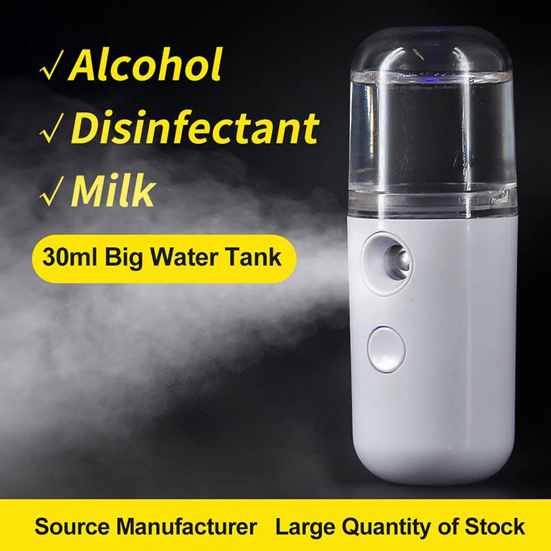 Nano Mister 30 ml Mini Face Humidifier Portable Facial Sprayer USB Rechargeable Handy Skin Care Machine for Face Hydrating