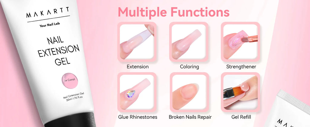 Makartt Poly Nails Acrygel , 50g Clear / Pink / Nude Nail Extension Gel Glitter Builder Nails Gel For Trendy DIY Nail Art Polish