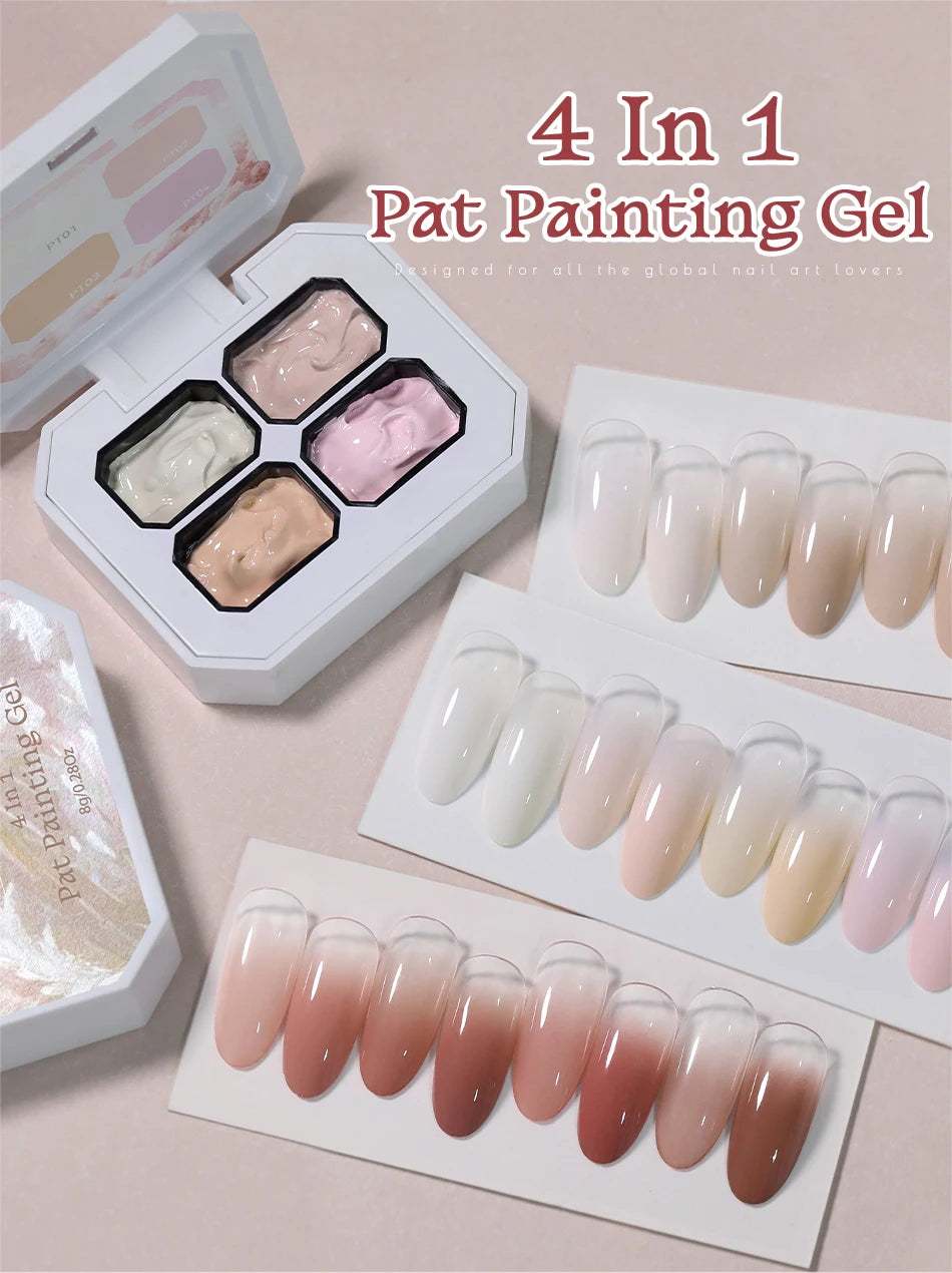 UR SUGAR 4 IN1 Pat Painting Gel Nail 4 Colors Gradient Painting Gel Nail Art Semi Permanent Soak Off UV Nails Used For Gel DIY