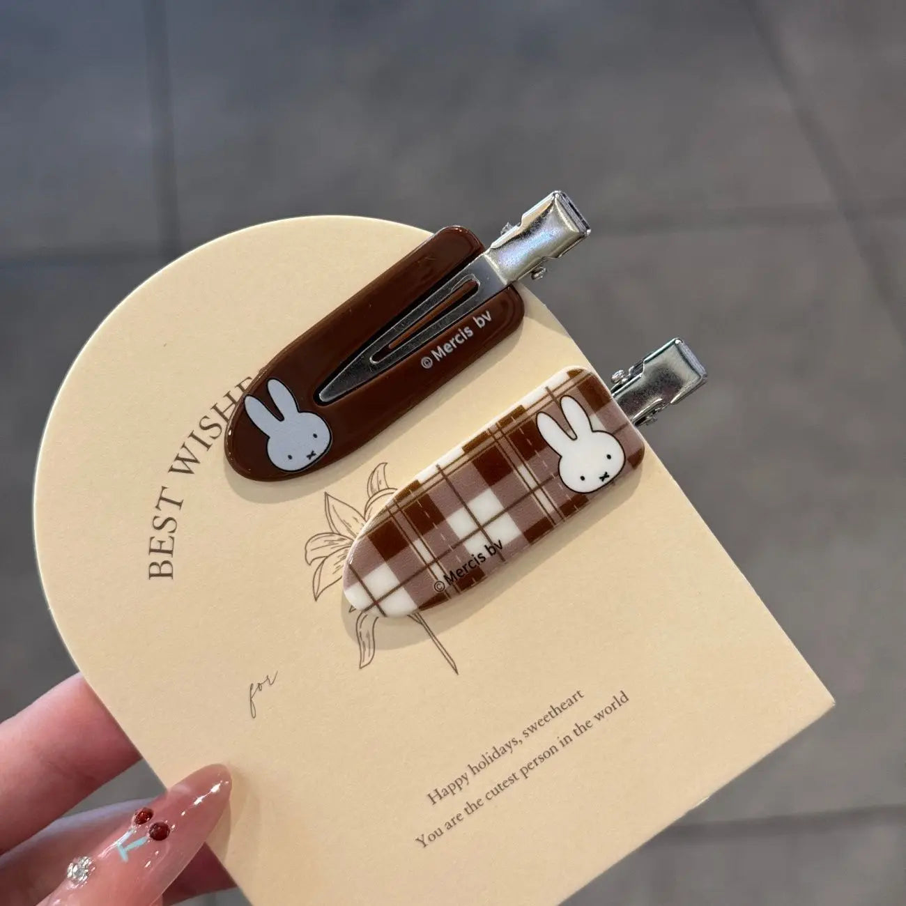 Kawaii Miffy Rabbit Hair Clip – Checkered Bangs Clip