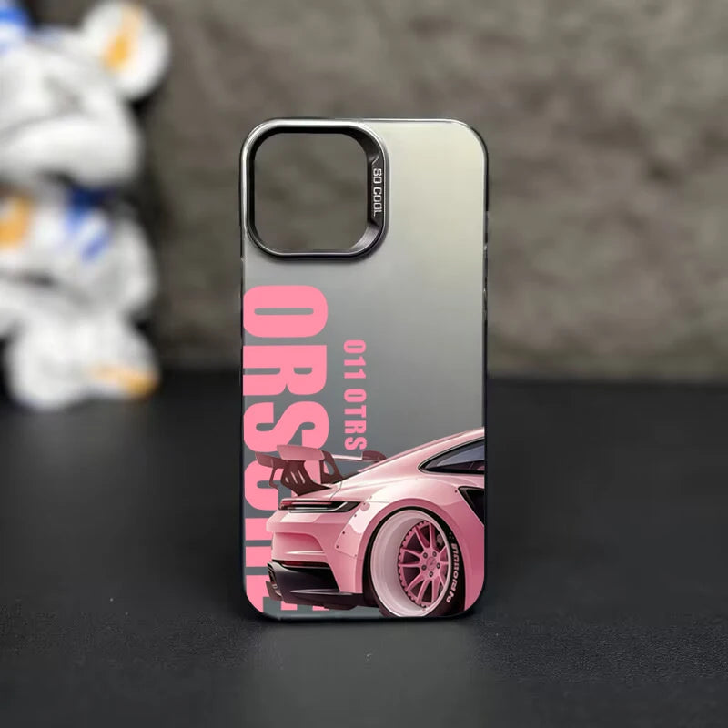 Stylish Sports Car Phone Case For iPhone 17 16 Pro Max 15 14 7 8 Plus 13 12 11 Pro Max 17 Air X XR XS Max Laser Silver Cover