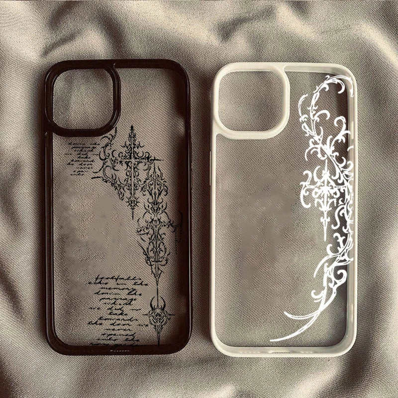 Transparent Gothic Cross Vine iPhone Case