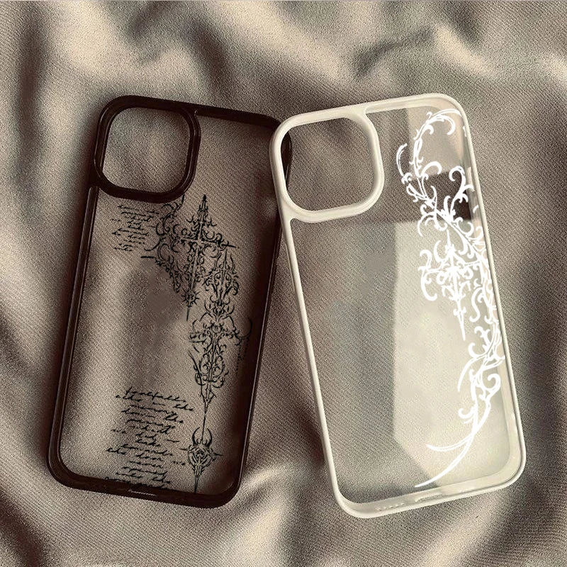 Transparent Gothic Cross Vine iPhone Case