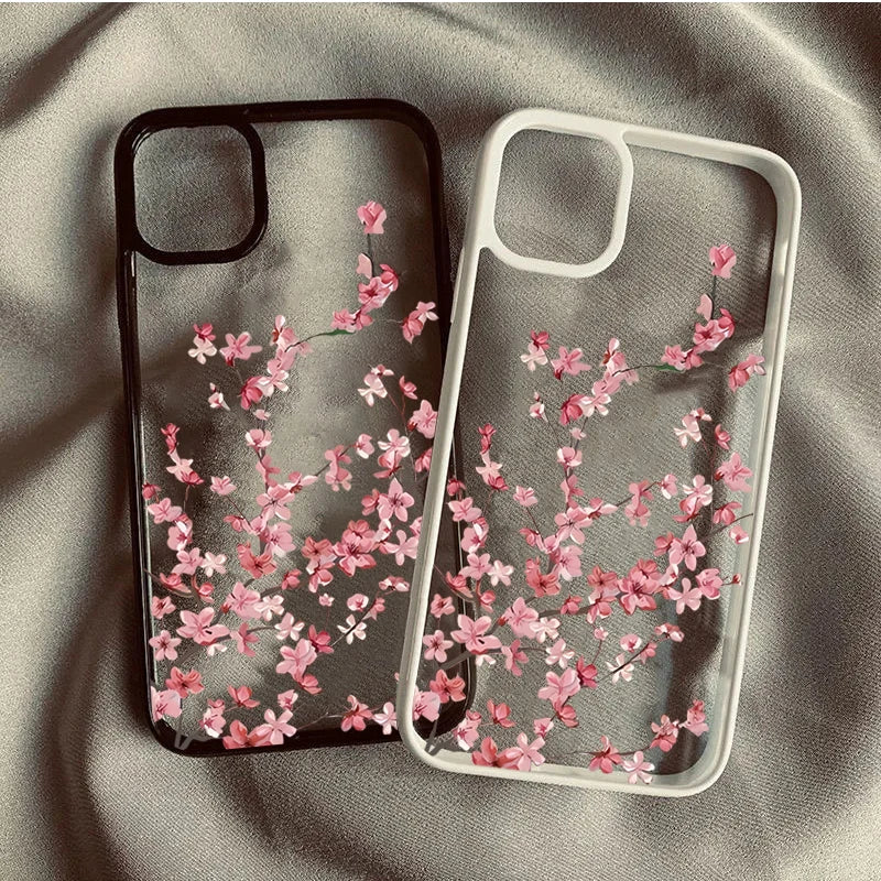 Cherry Blossom Floral Phone Case for iPhone 17 16 Pro Max 15 Pro 14 Plus 13 12 11 16E X XR XS 7 8 Plus SE 2022 Shockproof Cover
