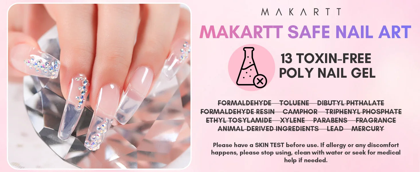 Makartt Poly Nails Acrygel , 50g Clear / Pink / Nude Nail Extension Gel Glitter Builder Nails Gel For Trendy DIY Nail Art Polish