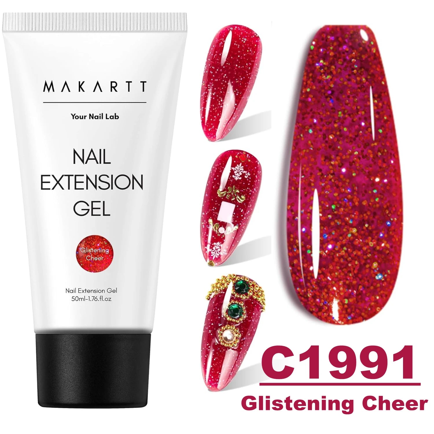 Makartt Poly Nails Acrygel , 50g Clear / Pink / Nude Nail Extension Gel Glitter Builder Nails Gel For Trendy DIY Nail Art Polish