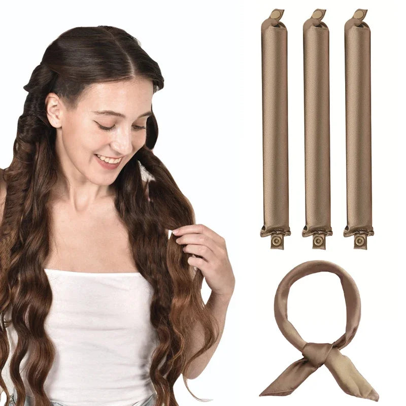 Heatless Satin Hair Curler Set – Overnight Soft Curls