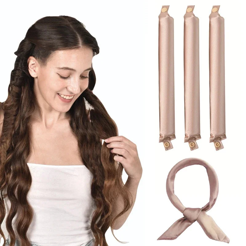 Heatless Satin Hair Curler Set – Overnight Soft Curls