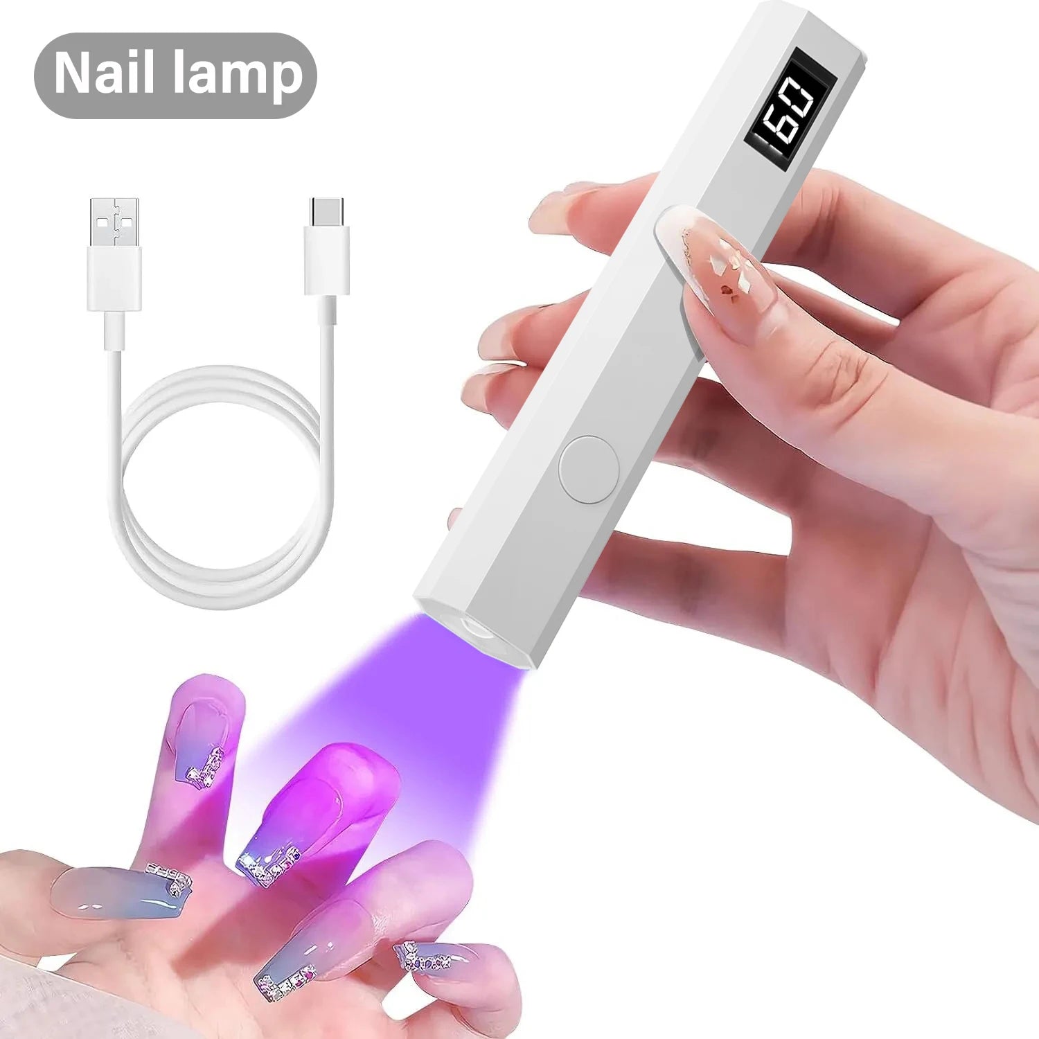 YIKOOLIN Handheld UV/LED Light for Nails 3W Portable Mini UV Light for Gel Nail 2 Timer Setting LED Nail Lamp Home Use