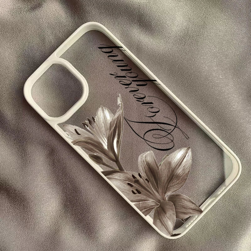 Vintage Lily Floral Case for iPhone 11–17 Series
