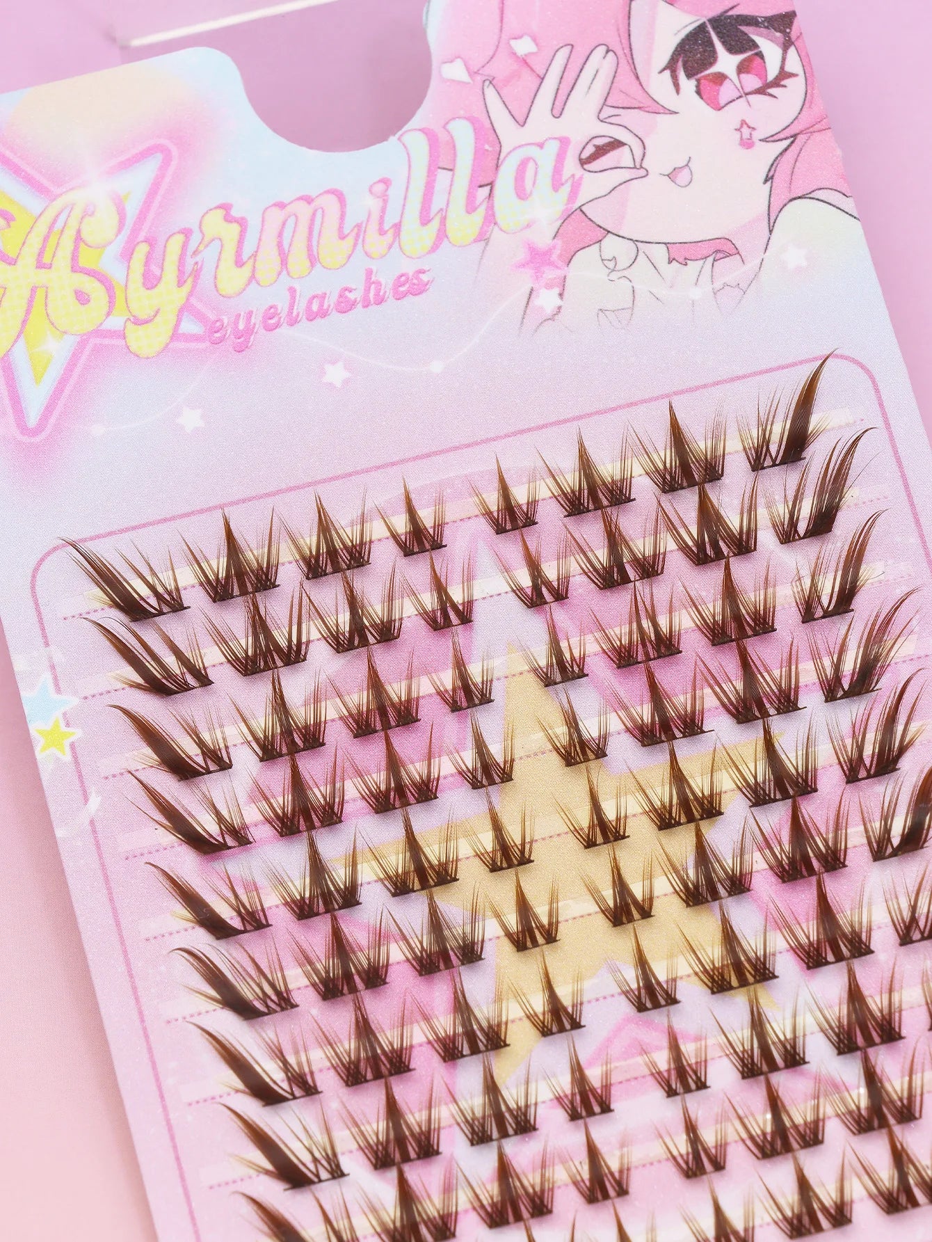 Ayr 80PCS C curl brown style Eyelash Extension Winged Individual Lashes Natural Segmented Eyelash Bundles Makeup Tools