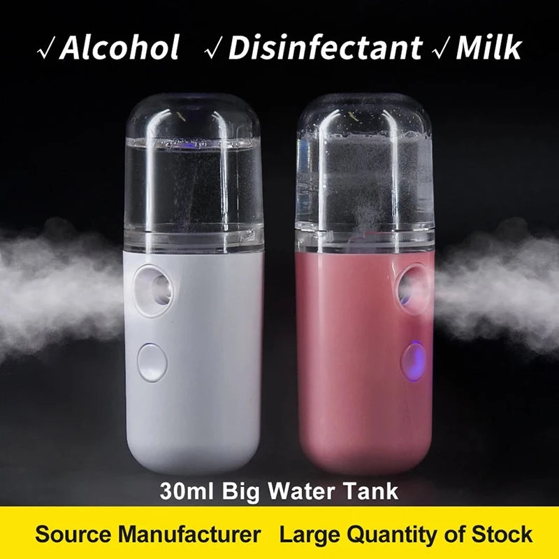 Nano Mister 30 ml Mini Face Humidifier Portable Facial Sprayer USB Rechargeable Handy Skin Care Machine for Face Hydrating