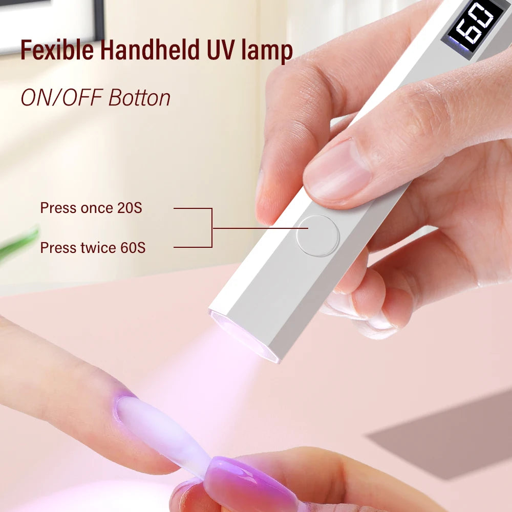YIKOOLIN Handheld UV/LED Light for Nails 3W Portable Mini UV Light for Gel Nail 2 Timer Setting LED Nail Lamp Home Use