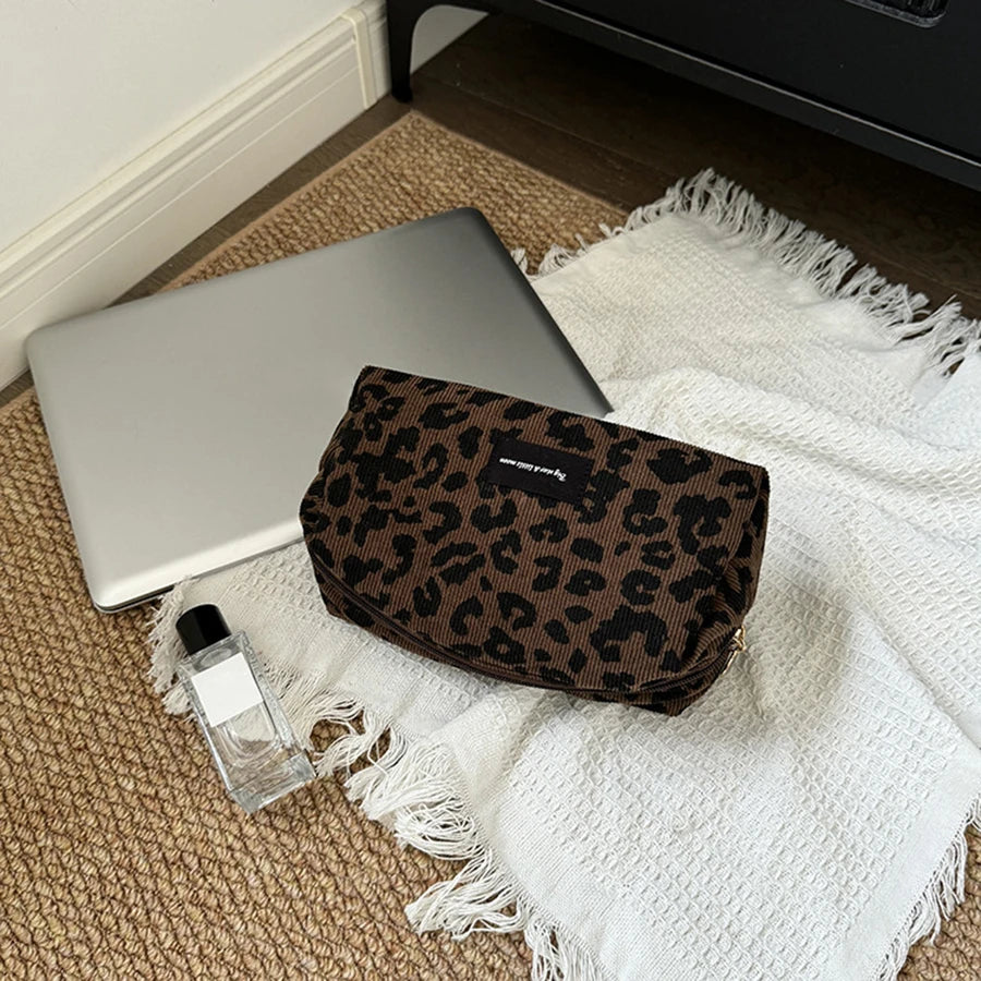 Unique Leopard Print Makeup Bag • Large-Capacity Cosmetic Organizer • Lipstick Storage Pouch
