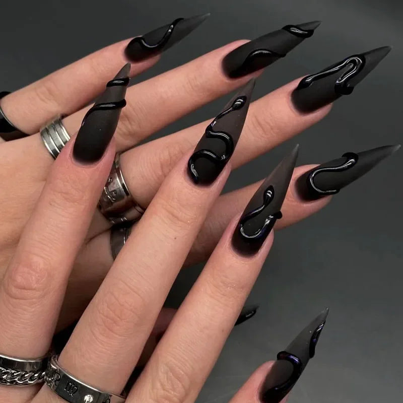 24Pcs French Almond False Nails Glitter with Rhinestones Wearable Fake Nails Artificial Simple Full Cover Press on Nails Tips