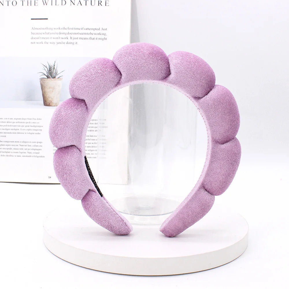 Sponge Spa Headband Velvet Washing Face Wide Padded Headband Skin Care Makeup Removal Shower for Women Girls Hair Accessories