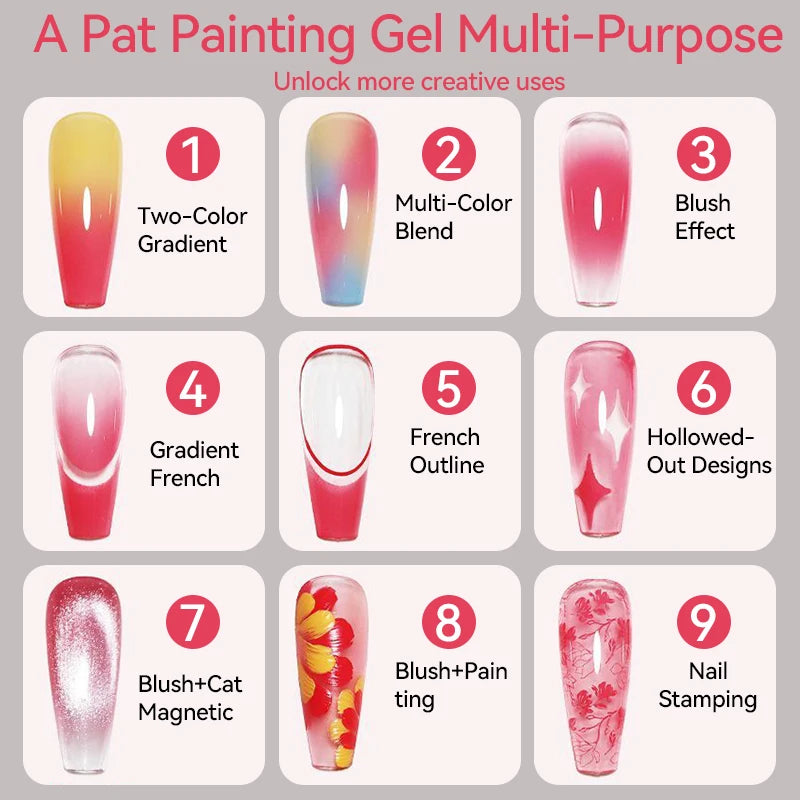 UR SUGAR 4 IN1 Pat Painting Gel Nail 4 Colors Gradient Painting Gel Nail Art Semi Permanent Soak Off UV Nails Used For Gel DIY